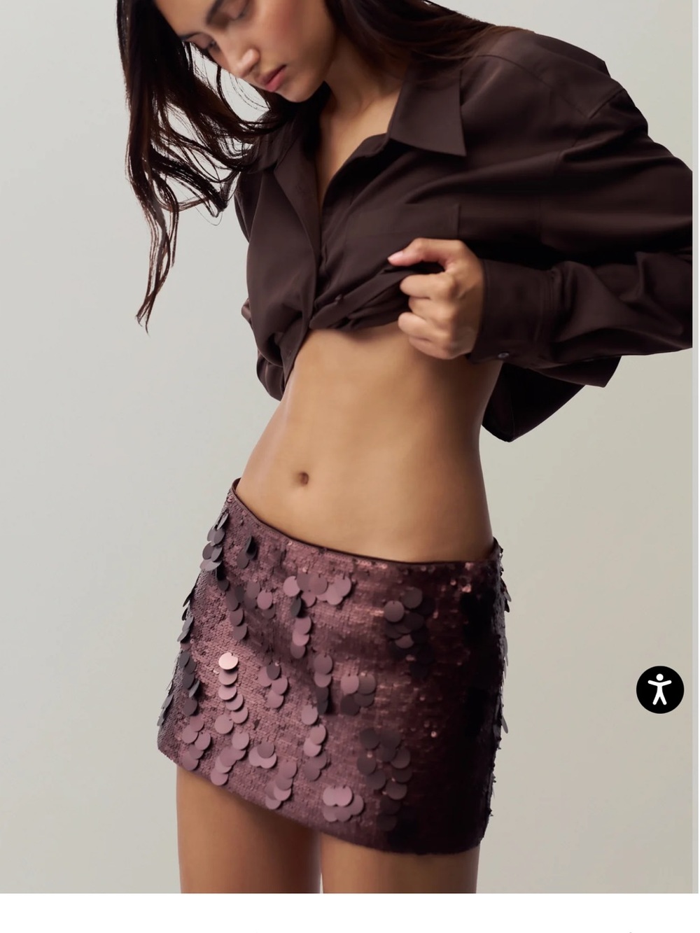 Anthro Sequin Mini Skirt in Dusty Rose - Picture 4 of 16